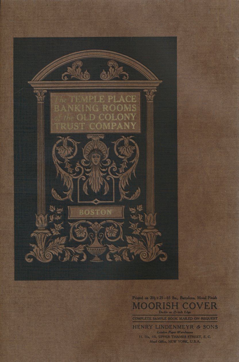 As salas bancárias do Temple Place da Old Colony Trust Company - Moorish Cover, 1909. de Unbekannt