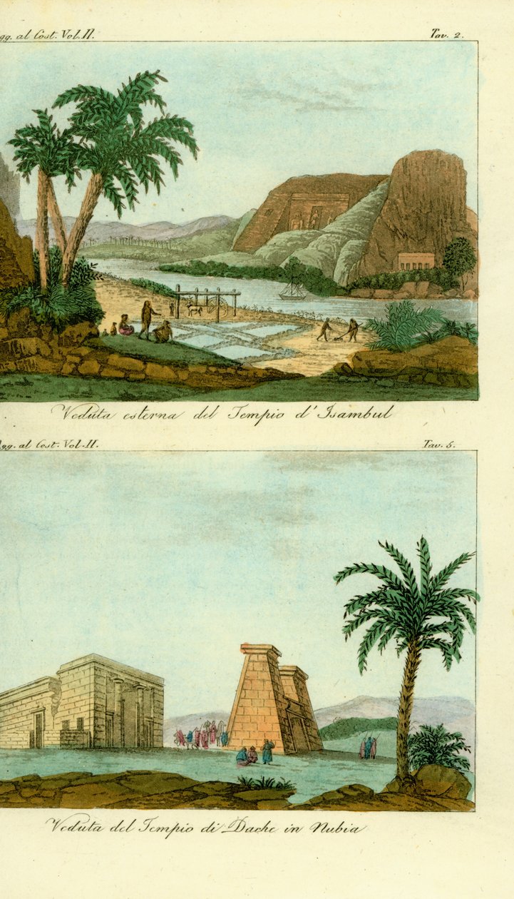 O Templo de Ramsés II em Abu Simbel (Isambul), Núbia, e Templo de Thoth em Dakka, Núbia de Unbekannt
