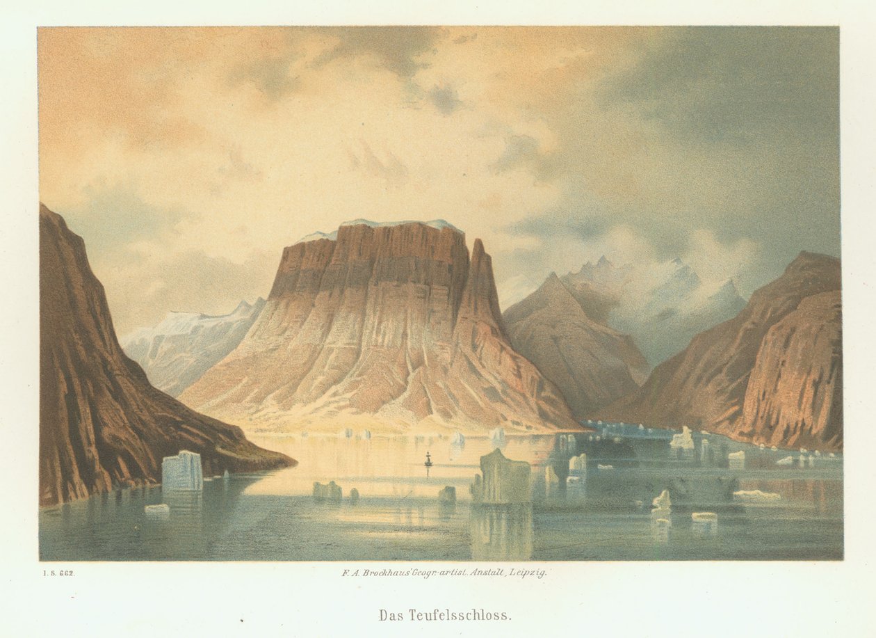 O Teufelsschloss no fiorde de Kejser Franz Joseph. A segunda expedição norte-polar alemã ao Arct de Unbekannt
