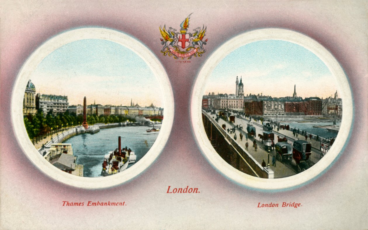 A terraplenagem de Tamisa e a ponte de Londres, Londres, 1909. de Unbekannt