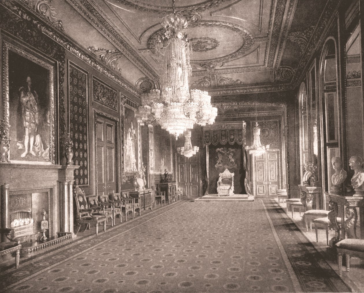A sala do trono, Castelo de Windsor, Berkshire, 1894. de Unbekannt