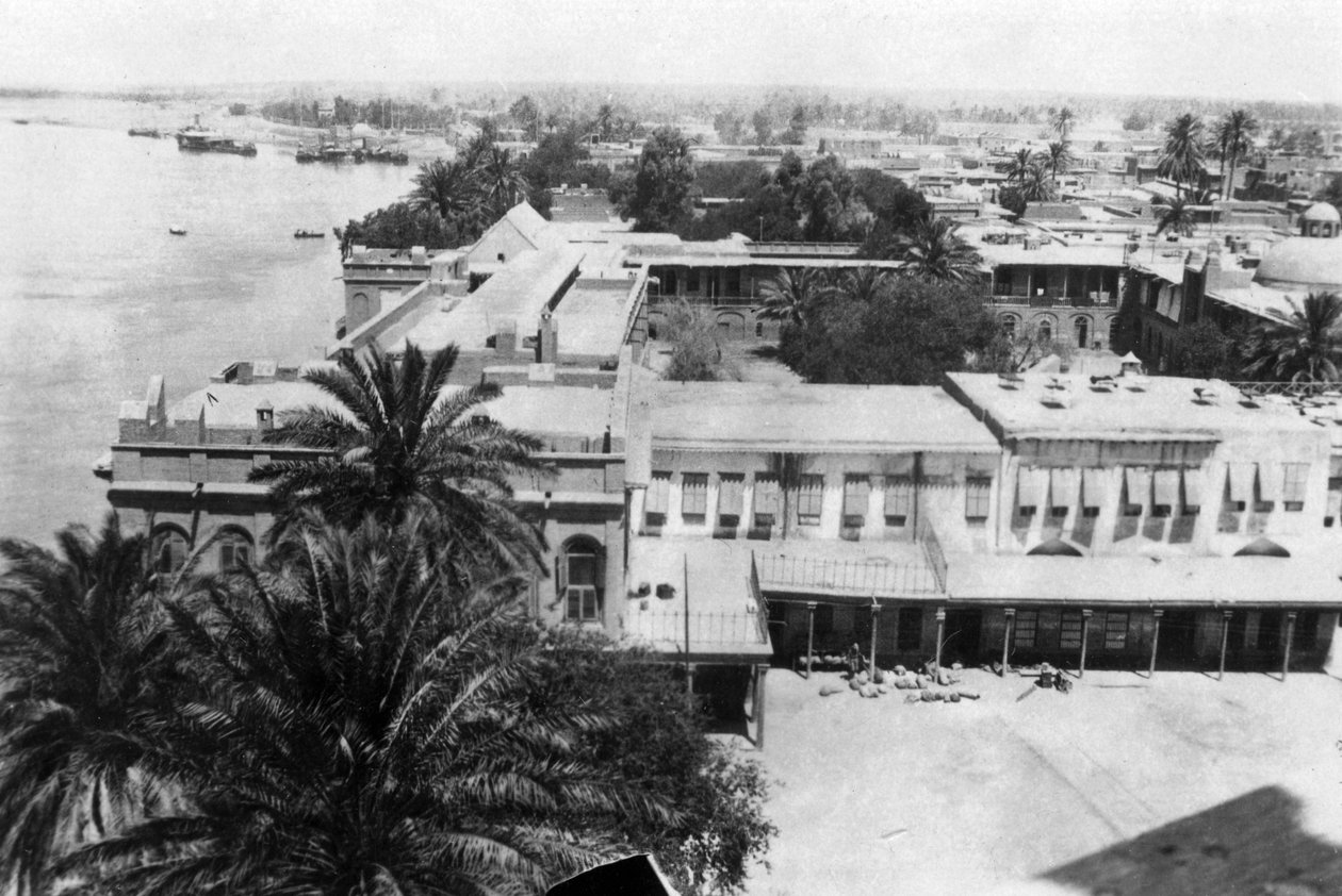 O rio Tigre, do 31º hospital geral britânico, Bagdá, Mesopotâmia, Primeira Guerra Mundial, 1918 de Unbekannt