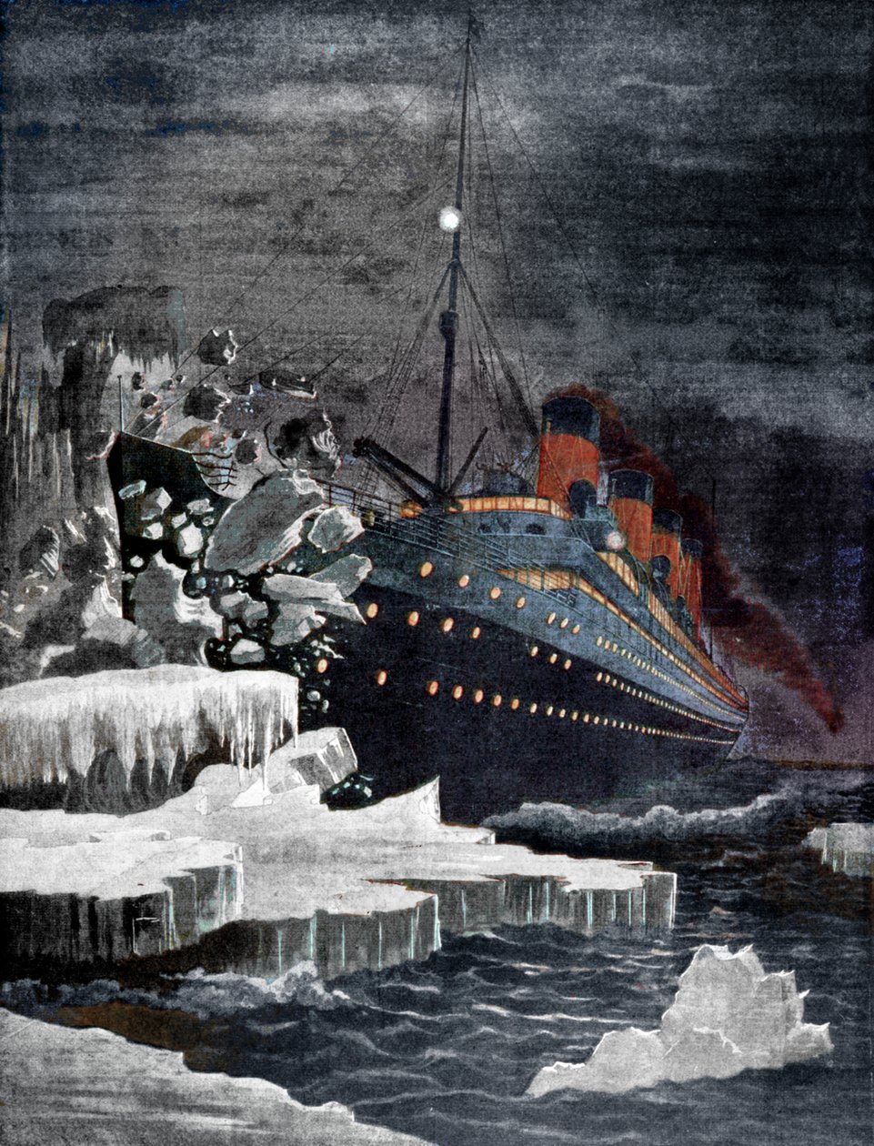 O Titanic colidindo com um iceberg, 1912 de Unbekannt