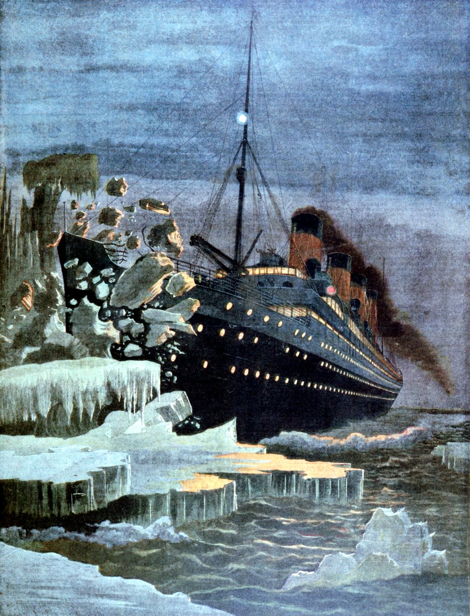 O Titanic colidindo com um iceberg, 1912 de Unbekannt