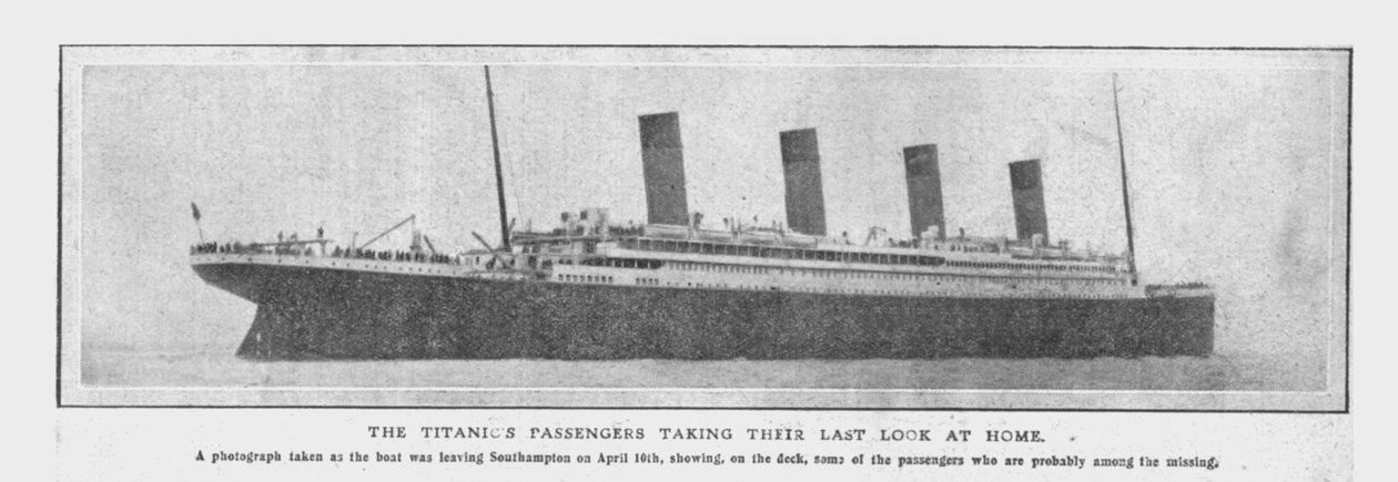 Os passageiros do Titanics dando sua última olhada em casa, 20 de abril de 1912. de Unbekannt