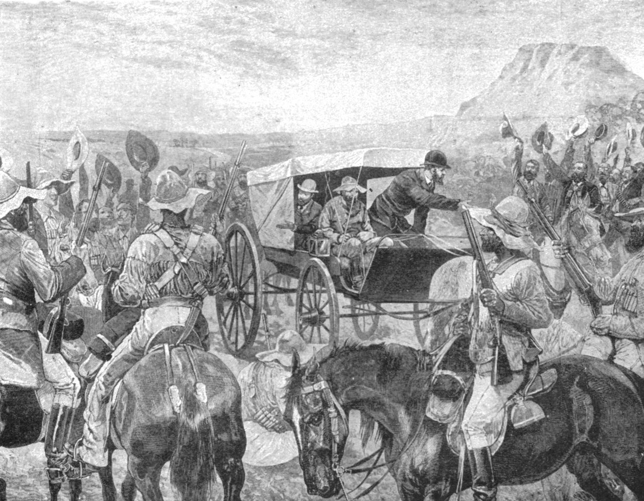 A Guerra do Transvaal, 1881: Presidente Brand Making a Declaração de Paz em Laings Nek, 1901. de Unbekannt