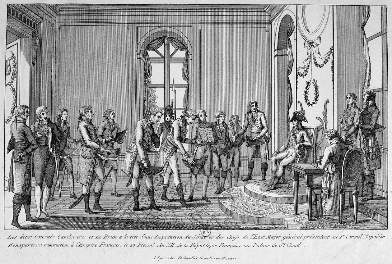 Os dois cônsules Cambacérès e Le Brun nomear Imperador Napoleão, século XIX de Unbekannt