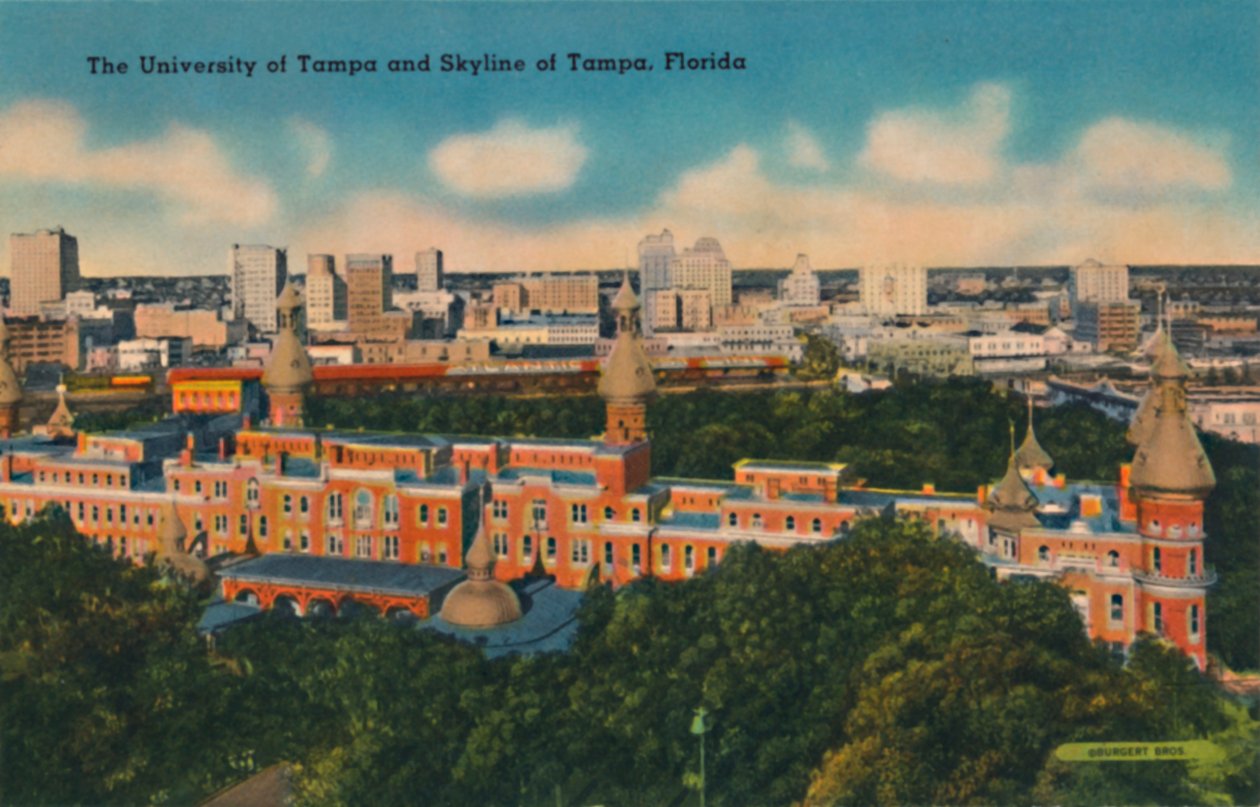 Universidade de Tampa e Skyline de Tampa, Flórida, c1940s de Unbekannt