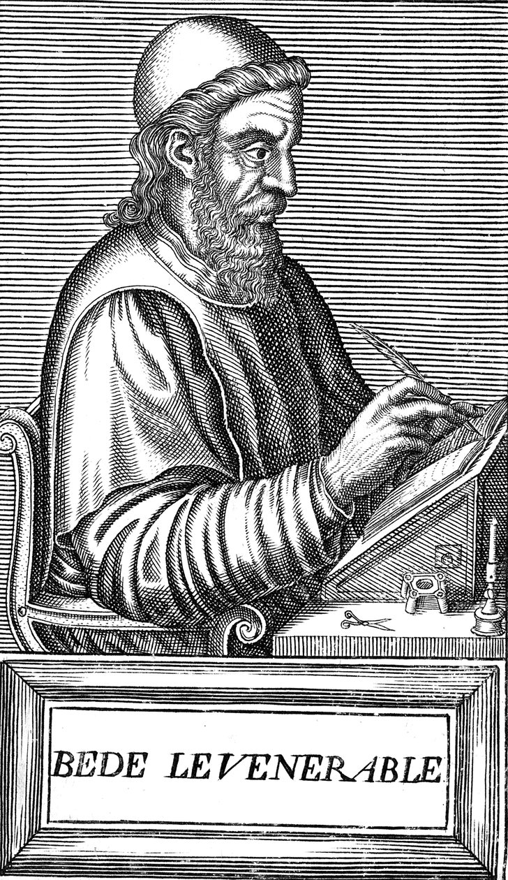 O Venerável Bede c673-735, teólogo anglo-saxão, estudioso e historiador, c1584 de Unbekannt