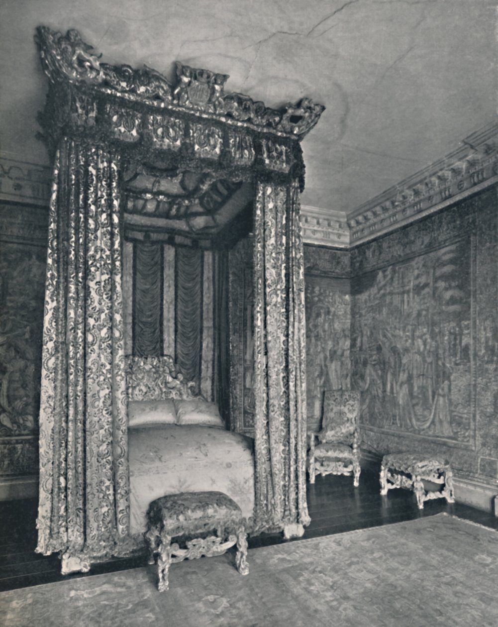 Os embaixadores venezianos Rom em Knole. O estrado feito para James I, a cadeira e os bancos da de Unbekannt