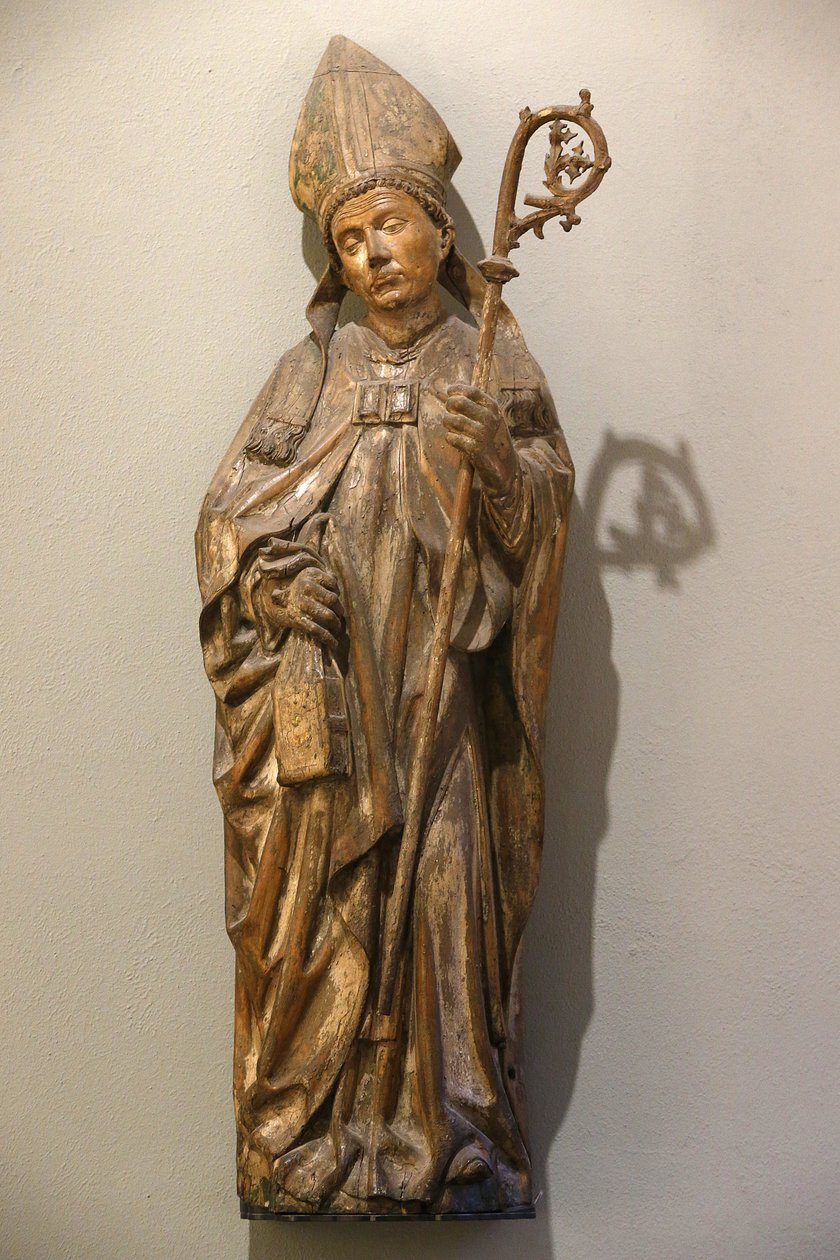 O Museu Victoria e Albert. O bispo santo. Alemanha. Cerca de 1470-80. Limewood com vestígios de tinta. Reino Unido. de Unbekannt