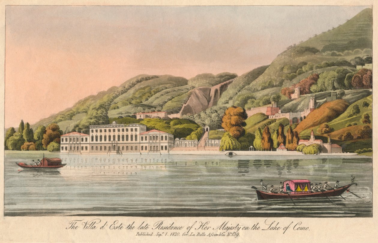 A Villa déste a residência tardia de Sua Majestade no Lago de Como, 1820. de Unbekannt