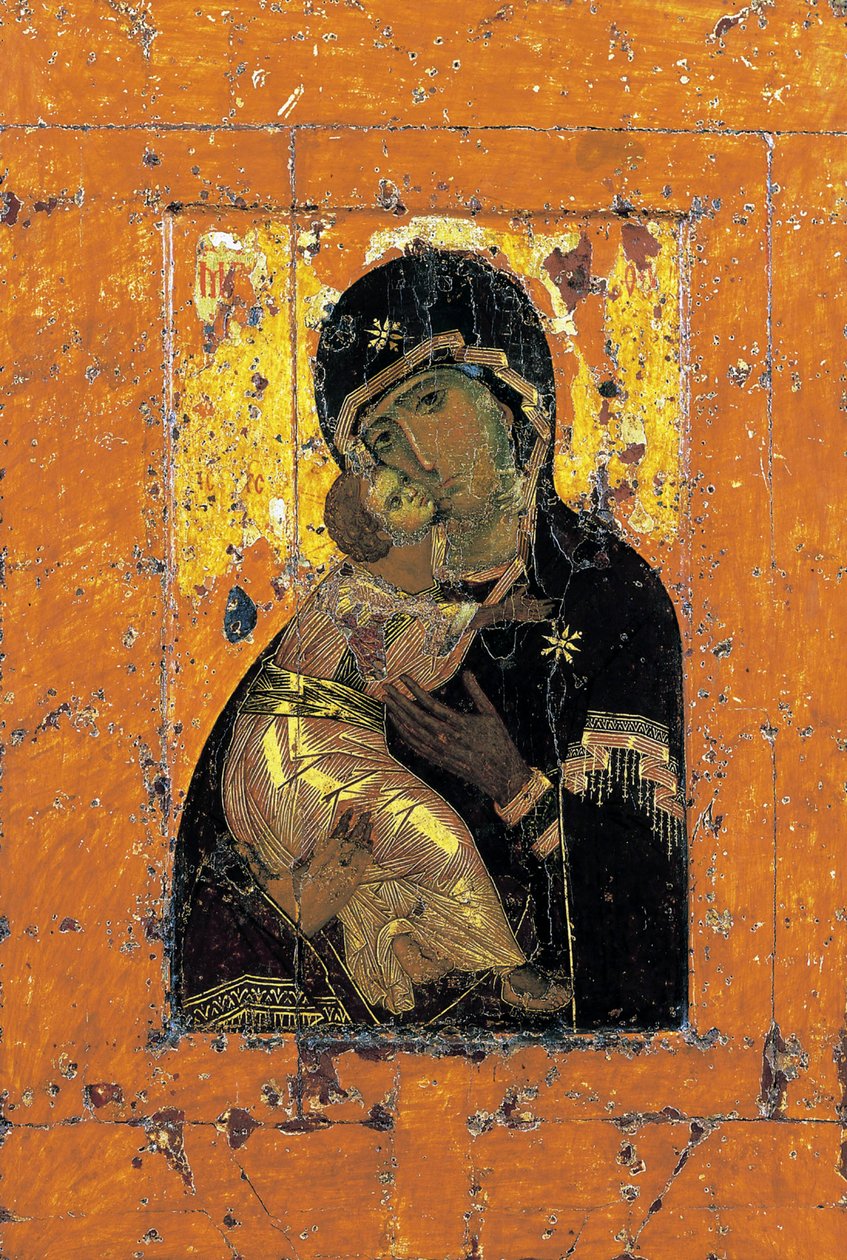 A Virgem de Vladimir, ícone bizantino, início do século XII de Unbekannt