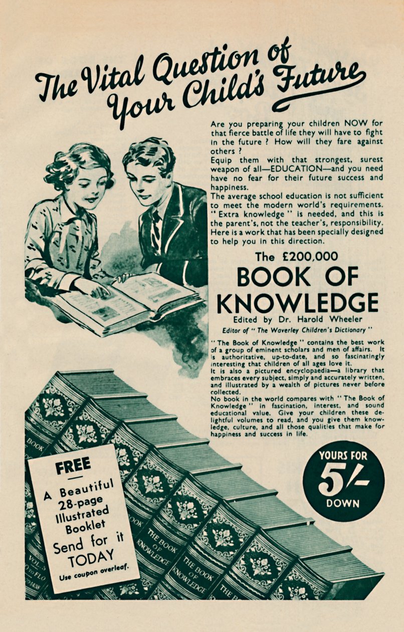 A questão vital do futuro do seu filho - O Livro do Conhecimento, 1935 de Unbekannt