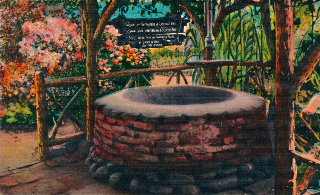 O poço dos desejos no lugar do casamento de Ramonas, cidade velha. San Diego, Califórnia, c1941 de Unbekannt