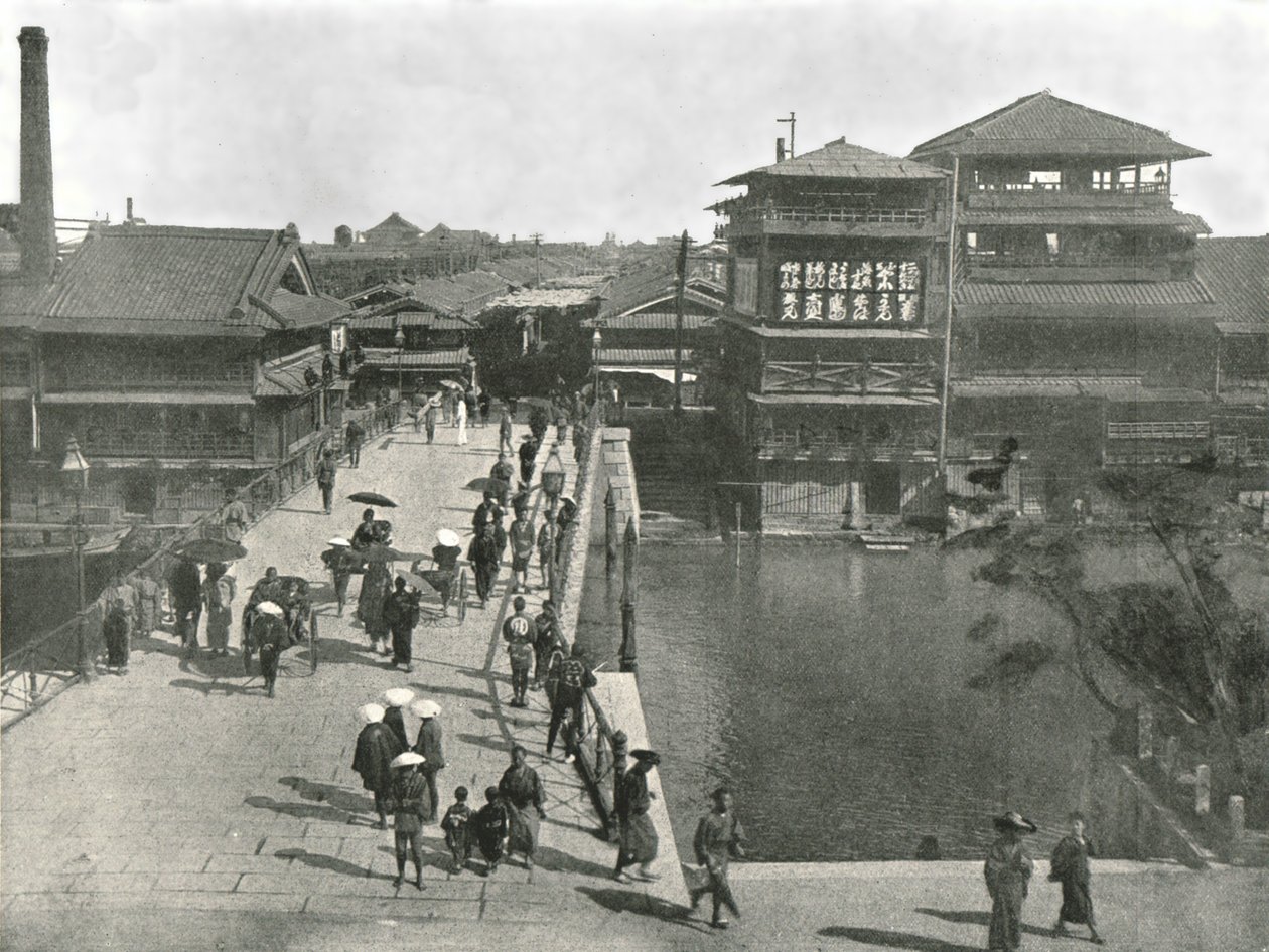 O Yebisu Bashi, Osaka, Japão, 1895. de Unbekannt