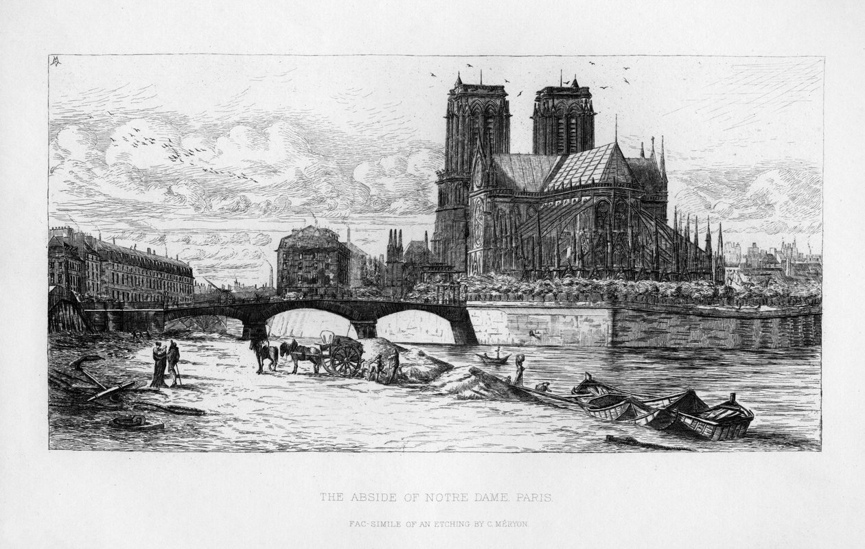 A abside abside da Catedral de Notre Dame, Paris, França, século c19 de Unbekannt