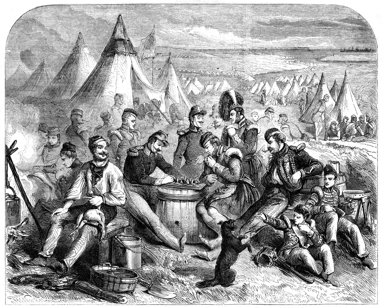 A diversão dos soldados antes de Sebastopol, 1855 de Unbekannt