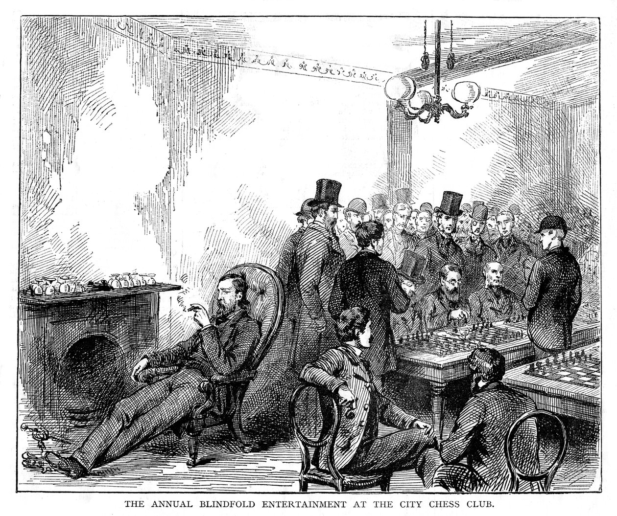 O entretenimento de olhos vendados anualmente no clube de xadrez da cidade, 1876 de Unbekannt