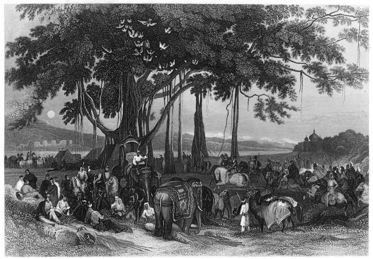 A chegada da força contingente da cavalaria irregular sikh, Índia, c1860 de Unbekannt