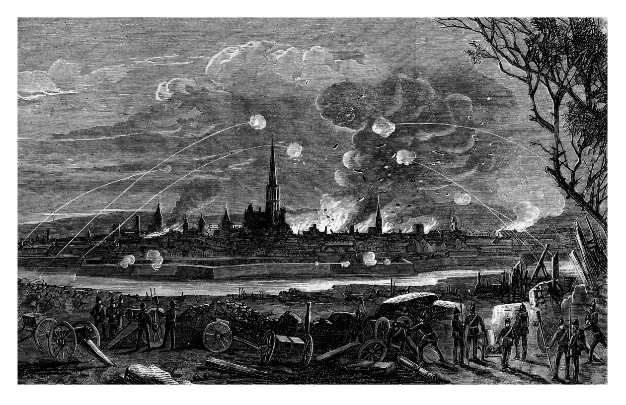 O bombardeio de Strasburg, França, 1875 de Unbekannt