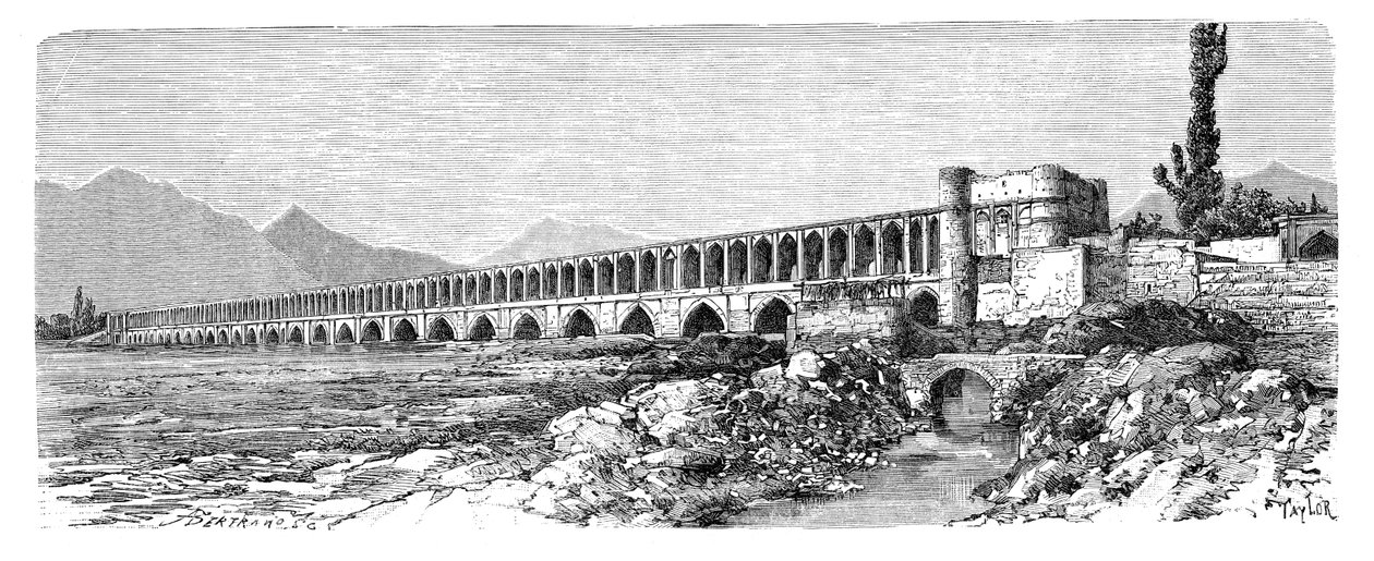 A ponte sobre o Zendeh-Rud, Isfahan, Irã, 1895 de Unbekannt