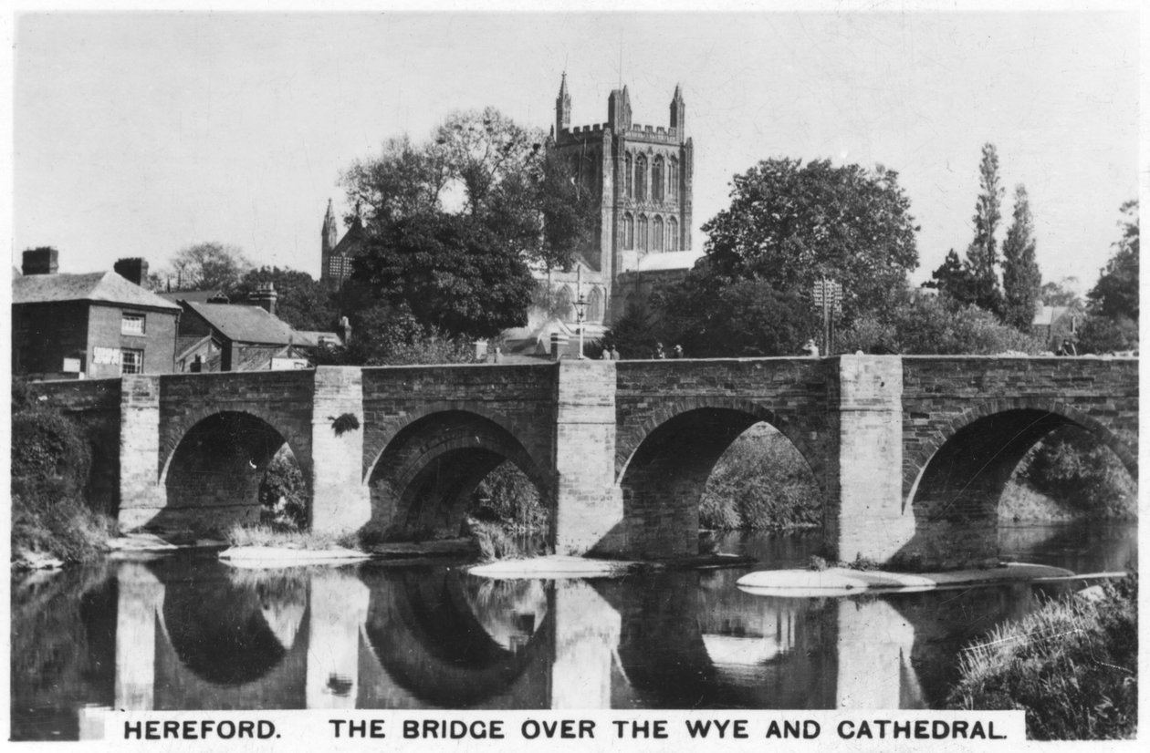 A ponte sobre o Wye e a catedral, Hereford, 1936 de Unbekannt