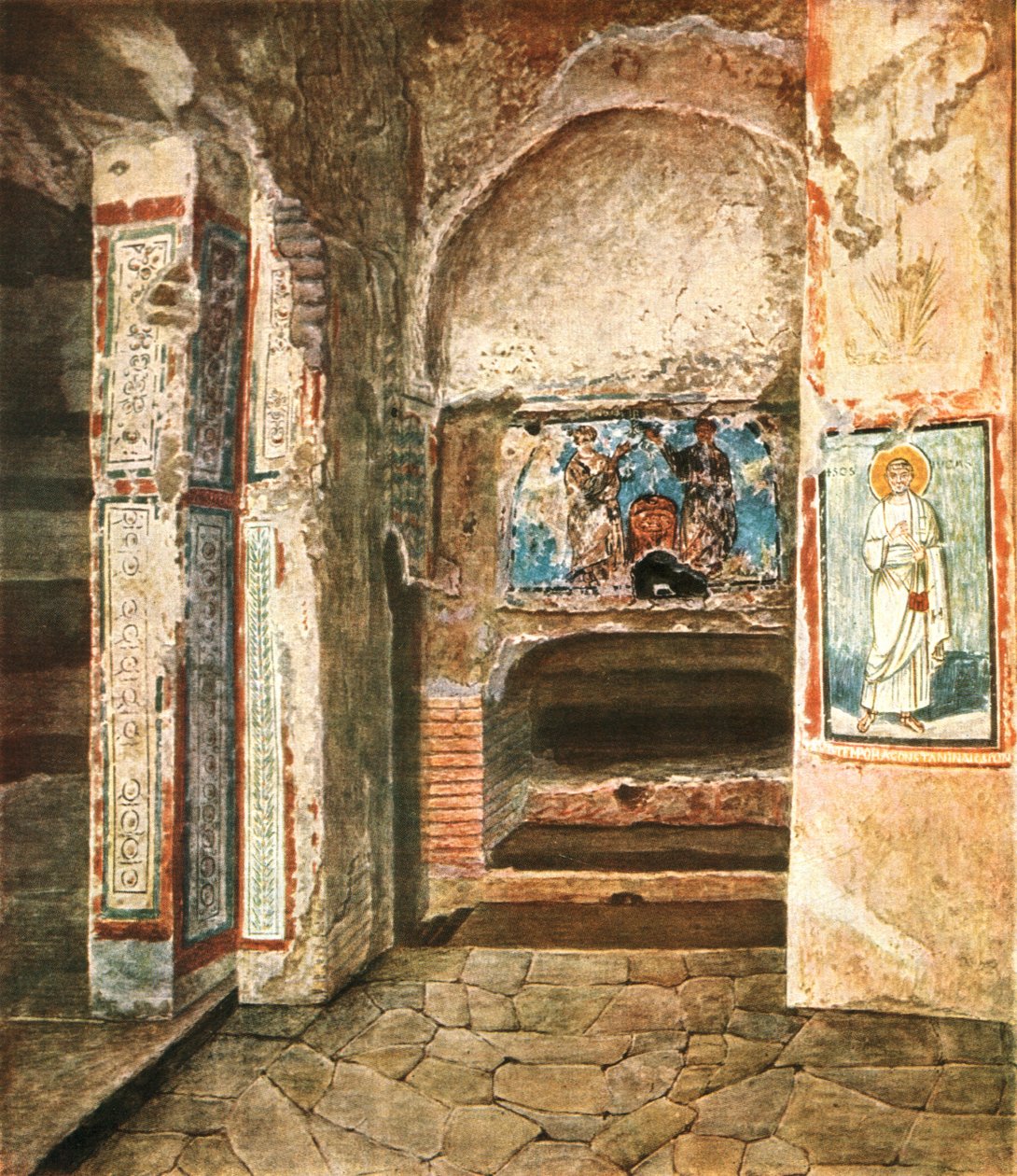 A capela mortuária da SS. Felix e Adauctus nas catacumbas de Commodilla, Roma, Itália, 1928. de Unbekannt