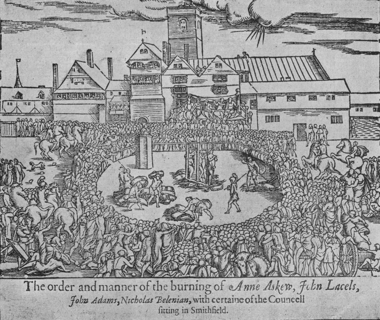 A queima de Anne Askew, John Lascelles, John Adams e Nicholas Belenian, 1546 1904 de Unbekannt