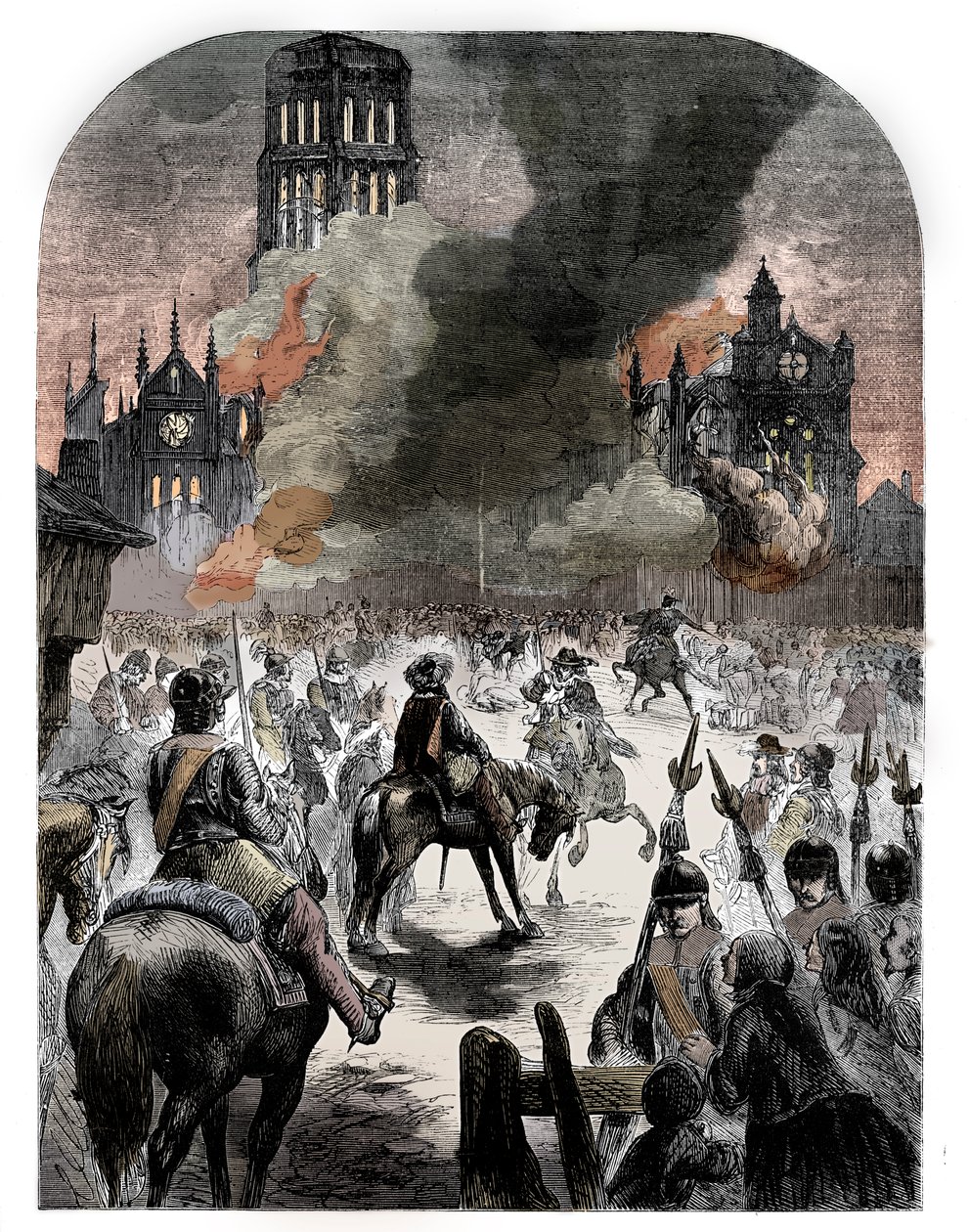 A queima da Catedral de São Paulo durante o Grande Incêndio de Londres, c1902 de Unbekannt