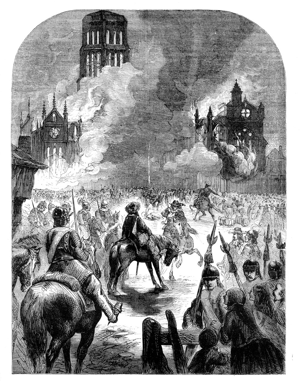 A queima da Catedral de São Paulo durante o Grande Incêndio de Londres, c1902 de Unbekannt