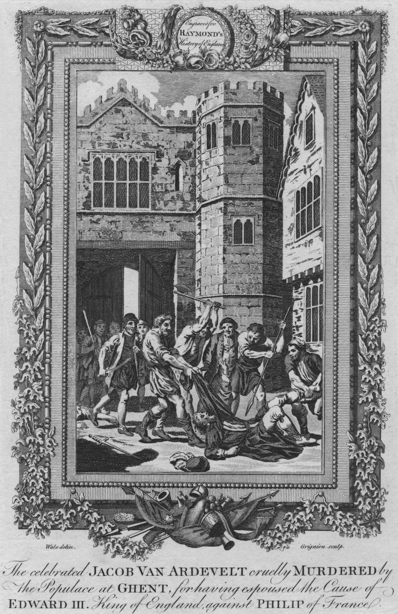 O célebre Jacob Van Ardevelt foi cruelmente assassinado pelo povo em Ghent, c1787 de Unbekannt