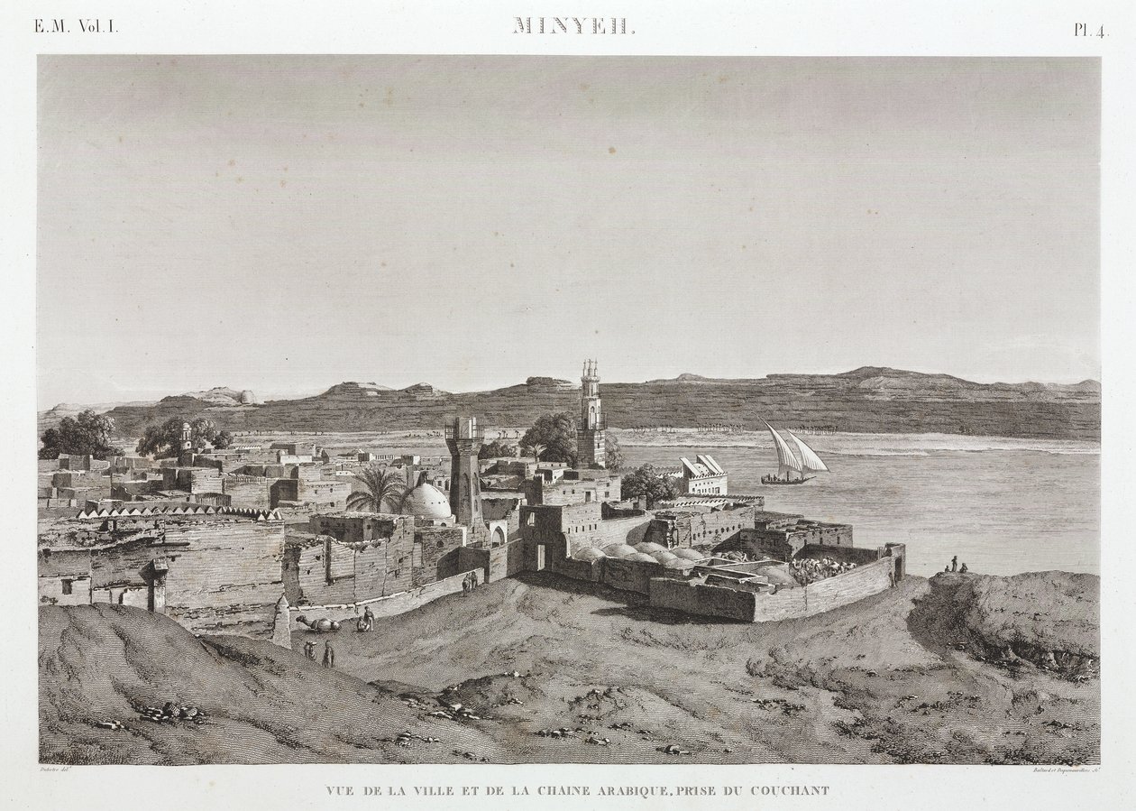 A cidade de Al Minya e o rio Nilo, Egipto de Unbekannt