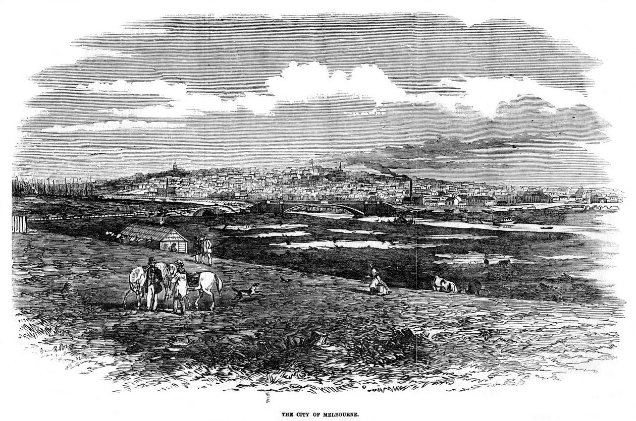A cidade de Melbourne, Austrália, 1855 de Unbekannt