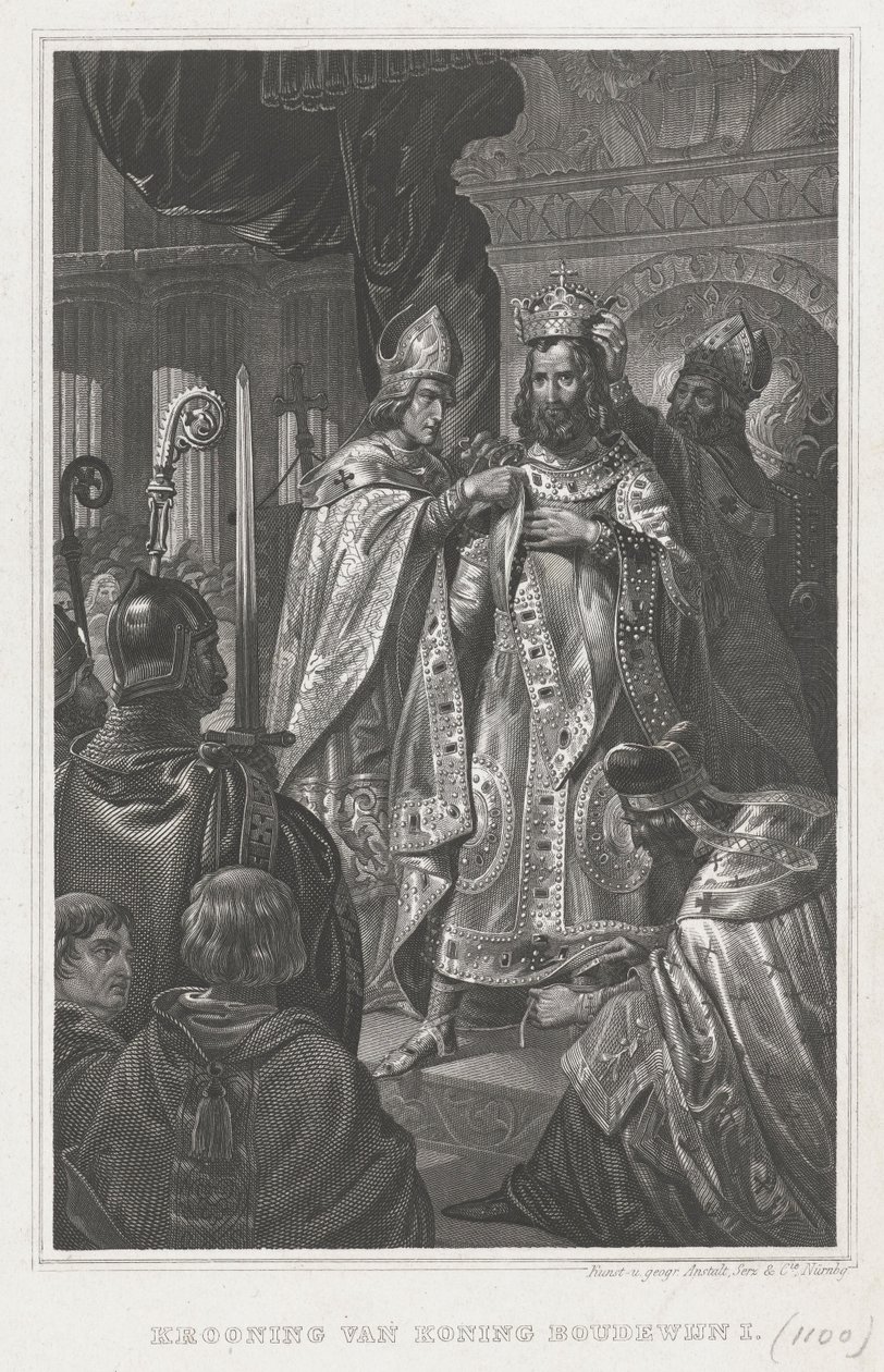 A coroação de Baldwin I no dia de Natal 1100, século XIX de Unbekannt