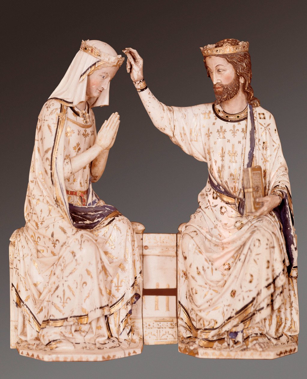A coroação da Virgem. Escultura em marfim. Anónima. Século XII. de Unbekannt
