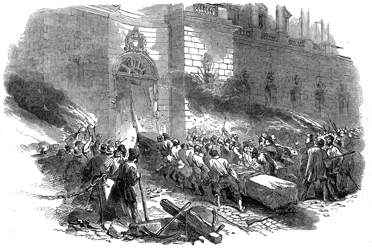 A multidão invadiu o Arsenal em Berlim, Revolução na Prússia, março de 1848 de Unbekannt