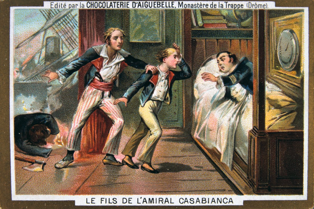 A morte do almirante Casabianca e seu filho na Batalha do Nilo, 1798, século XIX de Unbekannt