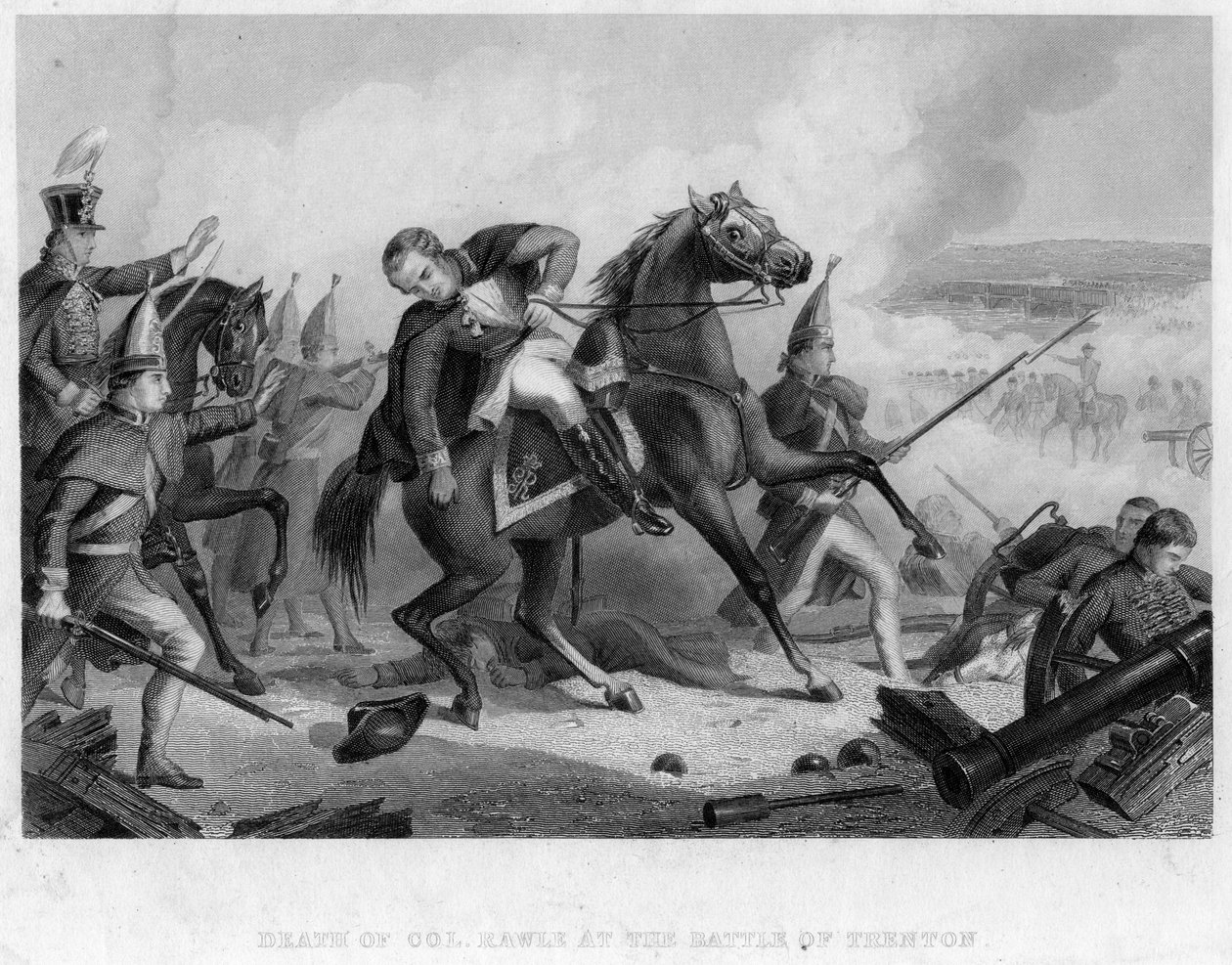 A morte do coronel Rawle na batalha de Trenton, 1776 de Unbekannt
