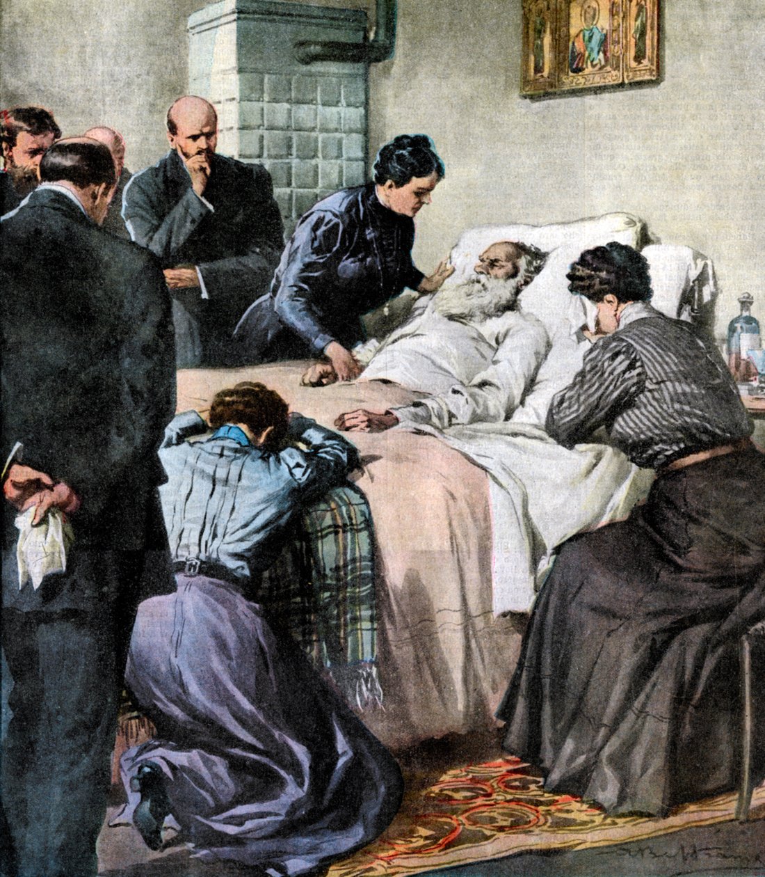 A morte de Leo Tolstoi, autor e filósofo russo, 1910 de Unbekannt