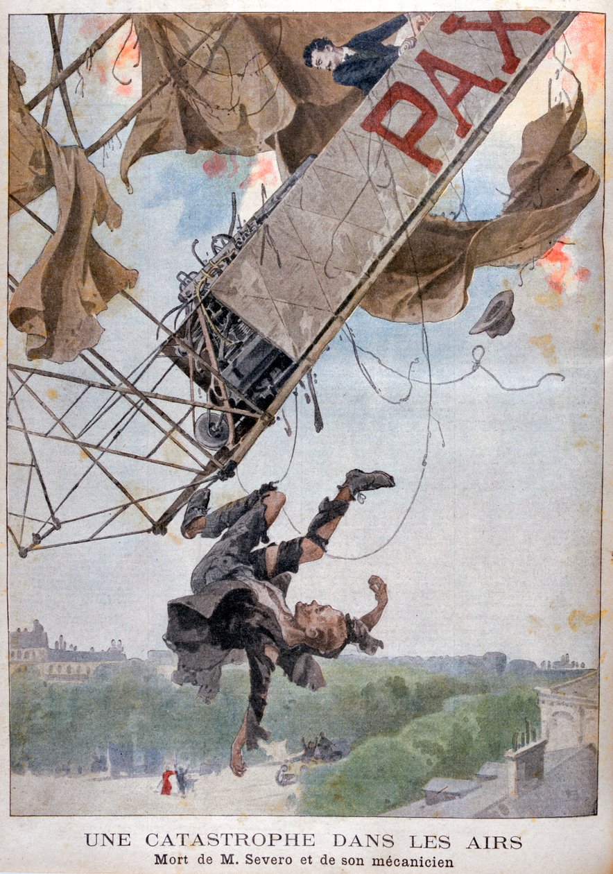 A morte do aviador Auguste Severo sobre Paris, 1902 de Unbekannt