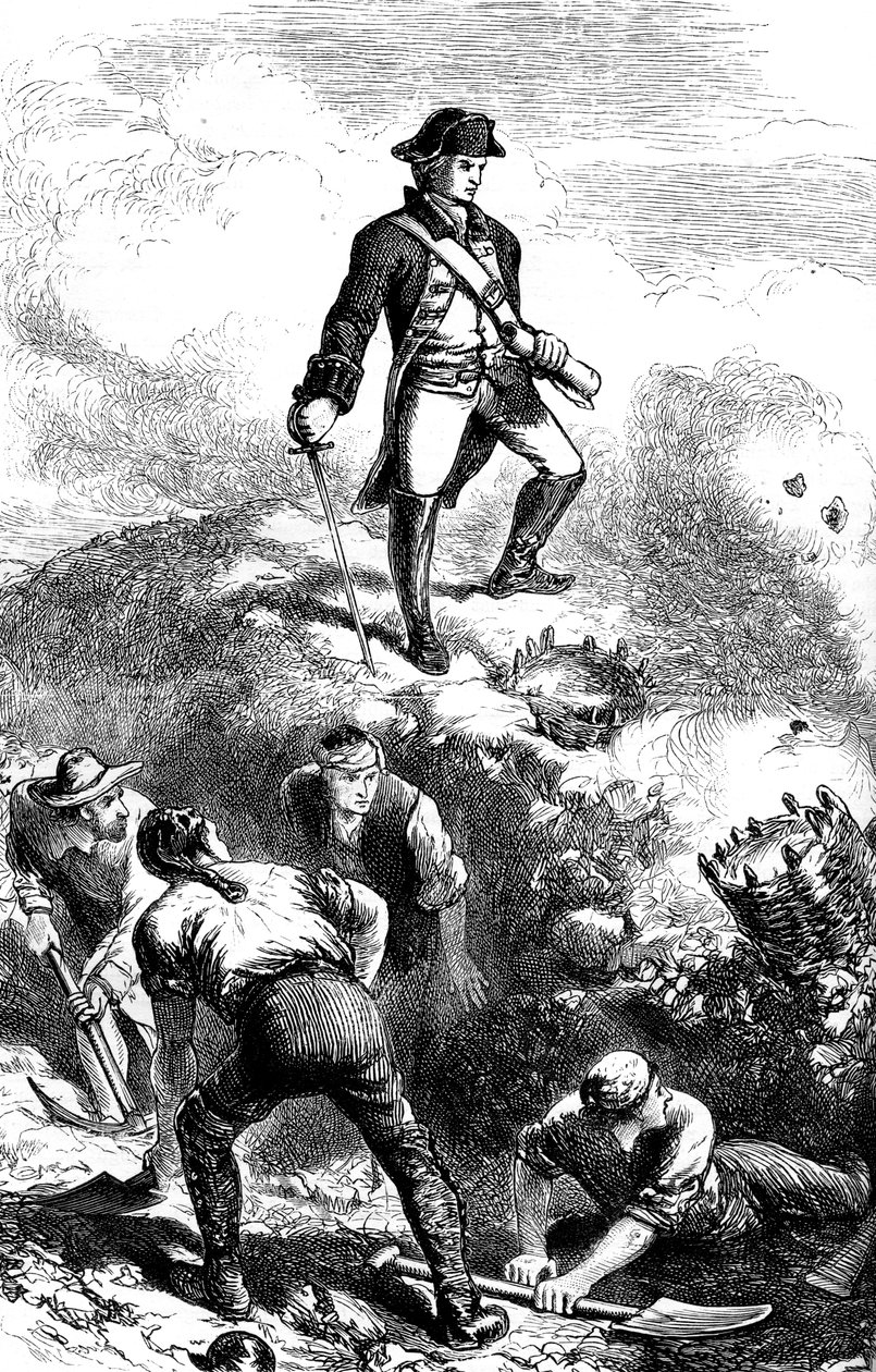 A defesa de Breeds Hill, Prescott no reduto, 1775 c1880 de Unbekannt
