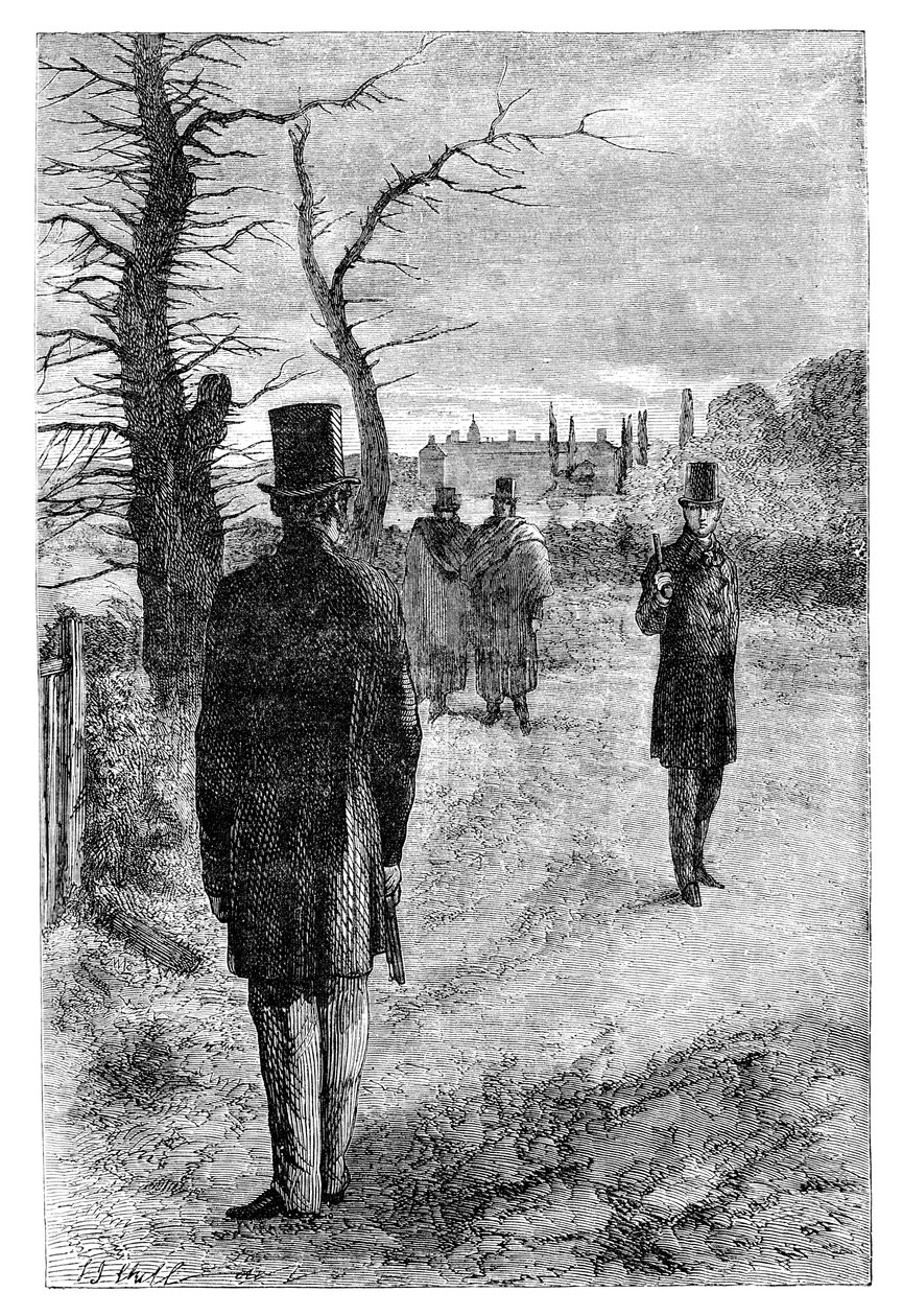 O duelo entre o duque de Wellington e o conde de Winchelsea, 1829 c1895 de Unbekannt