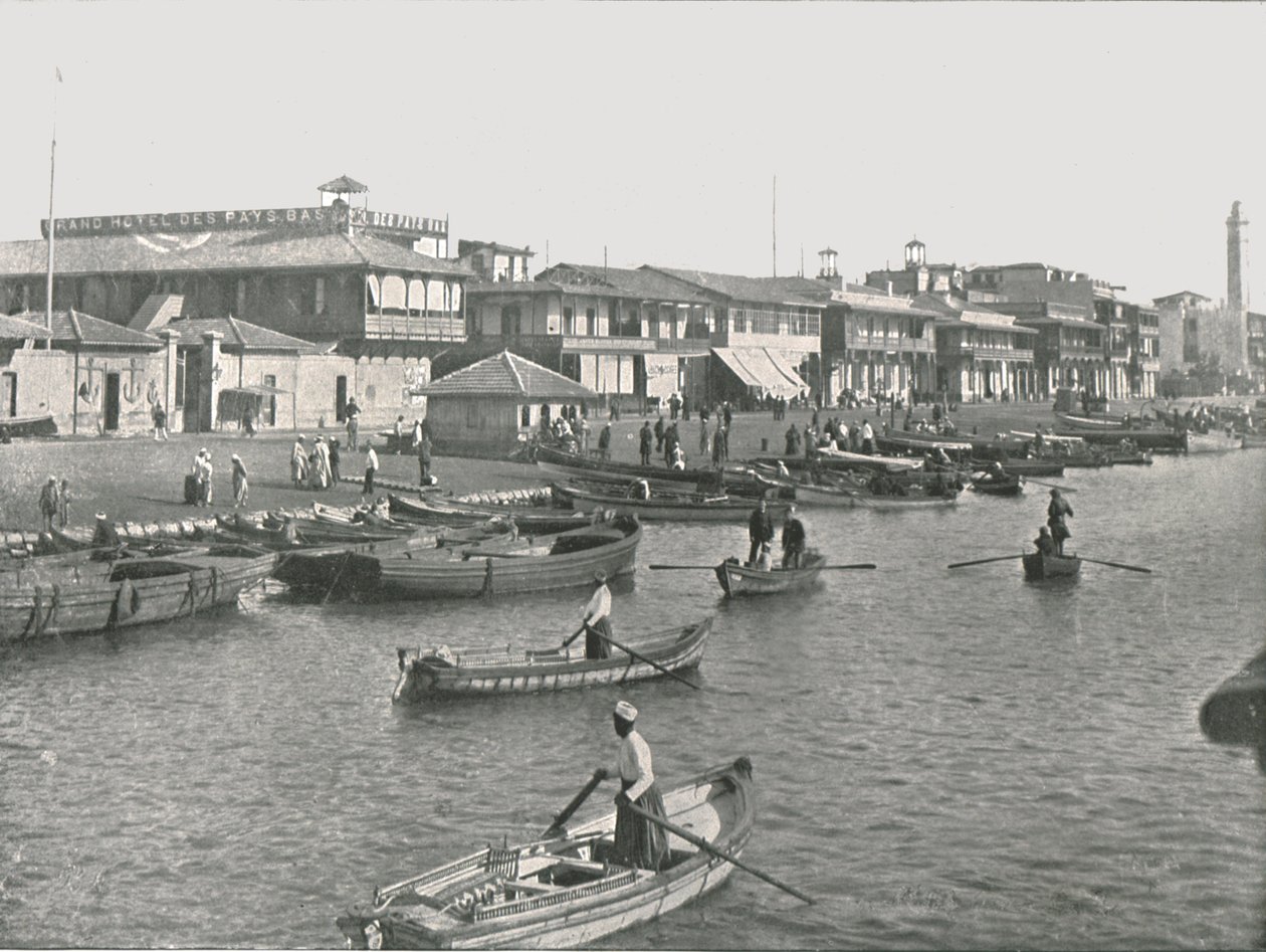 A entrada para o canal de Suez em Port Said, Egito, 1895. de Unbekannt