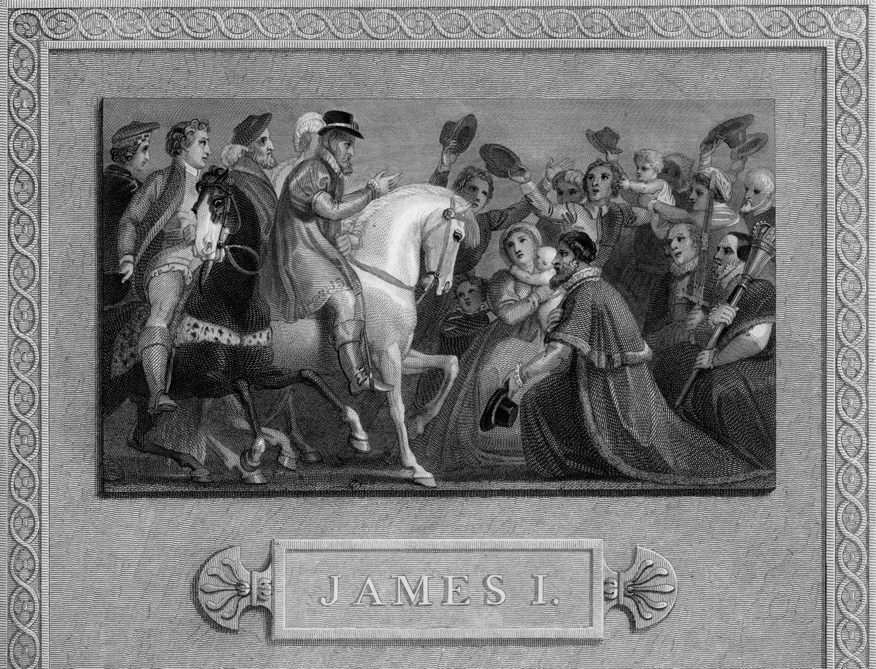 A entrada de Tiago I em Londres, c1603, século XIX de Unbekannt