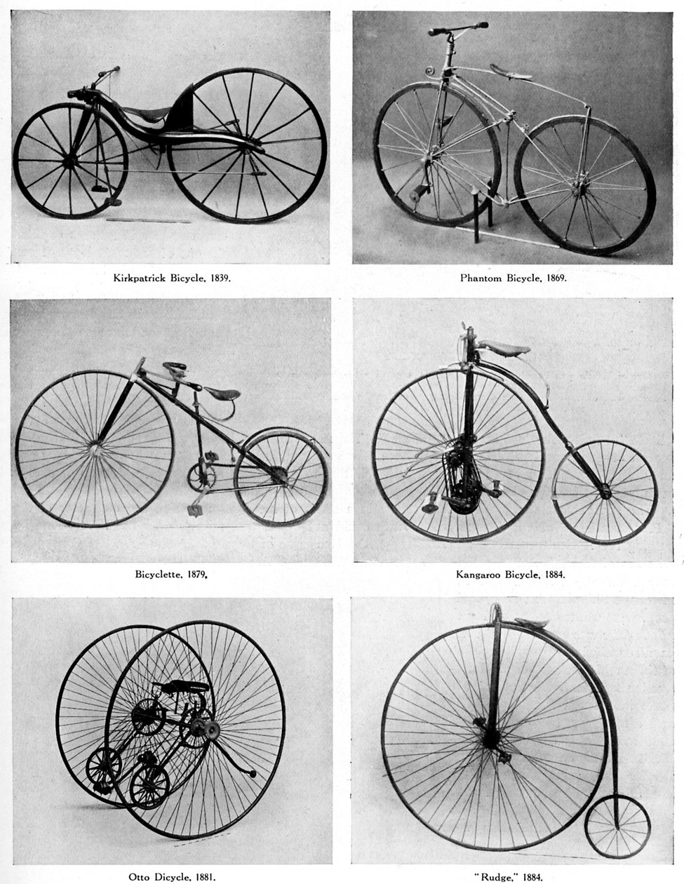 A evolução da bicicleta, século XIX, c1920 de Unbekannt
