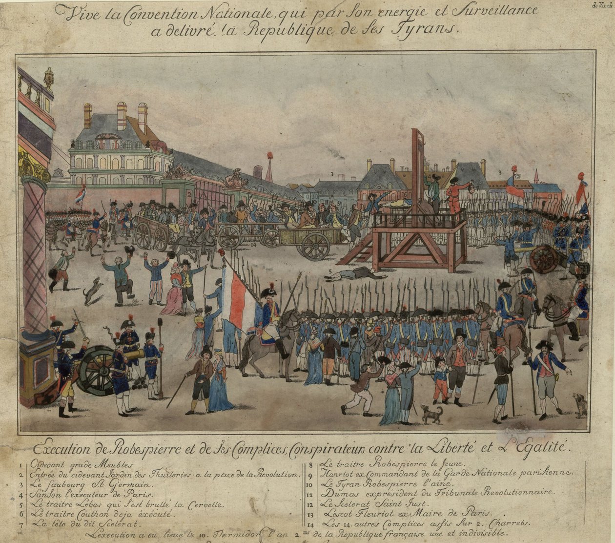 A execução de Robespierre e seus apoiadores em 28 de julho de 1794 de Unbekannt