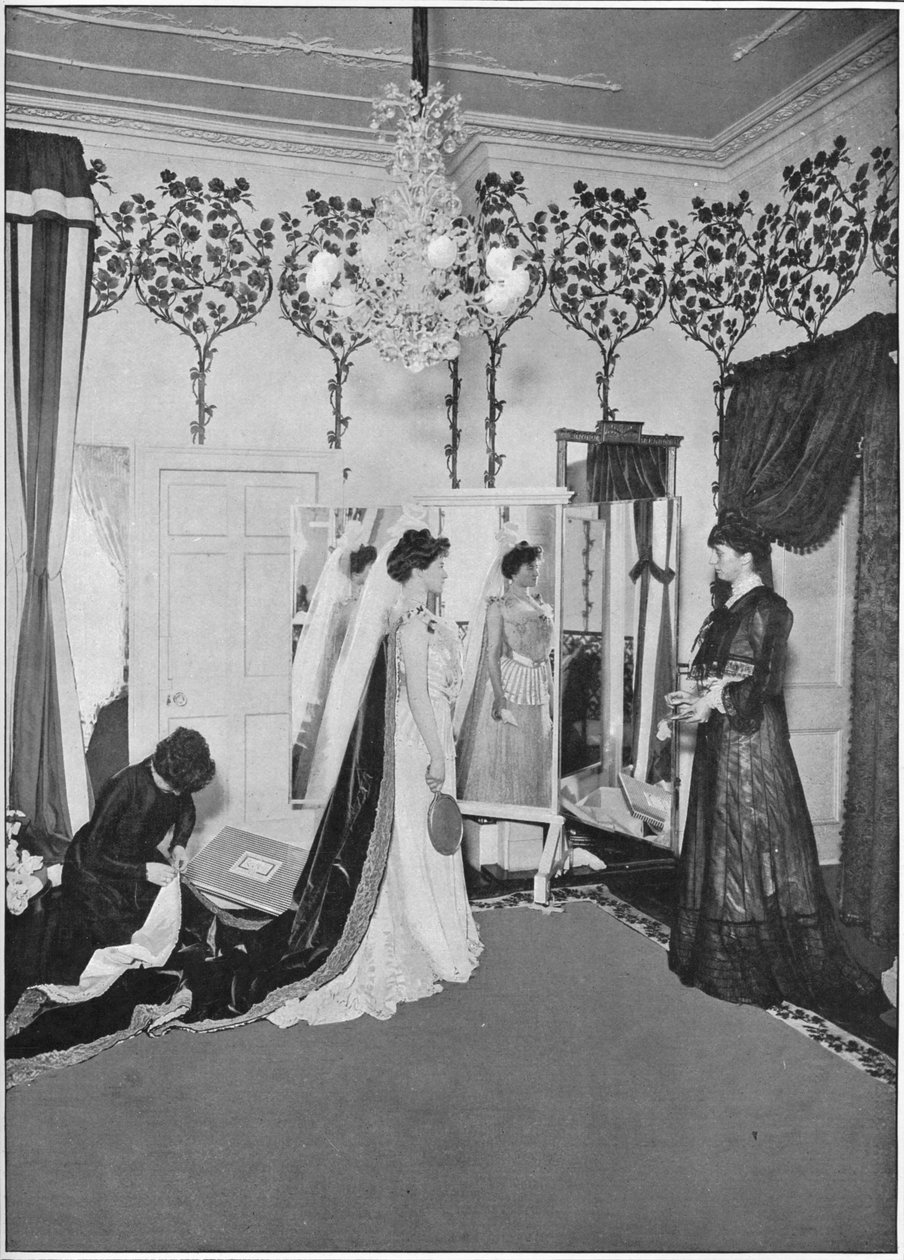 Os retoques finais de uma costureira, Londres, c1901 1901 de Unbekannt