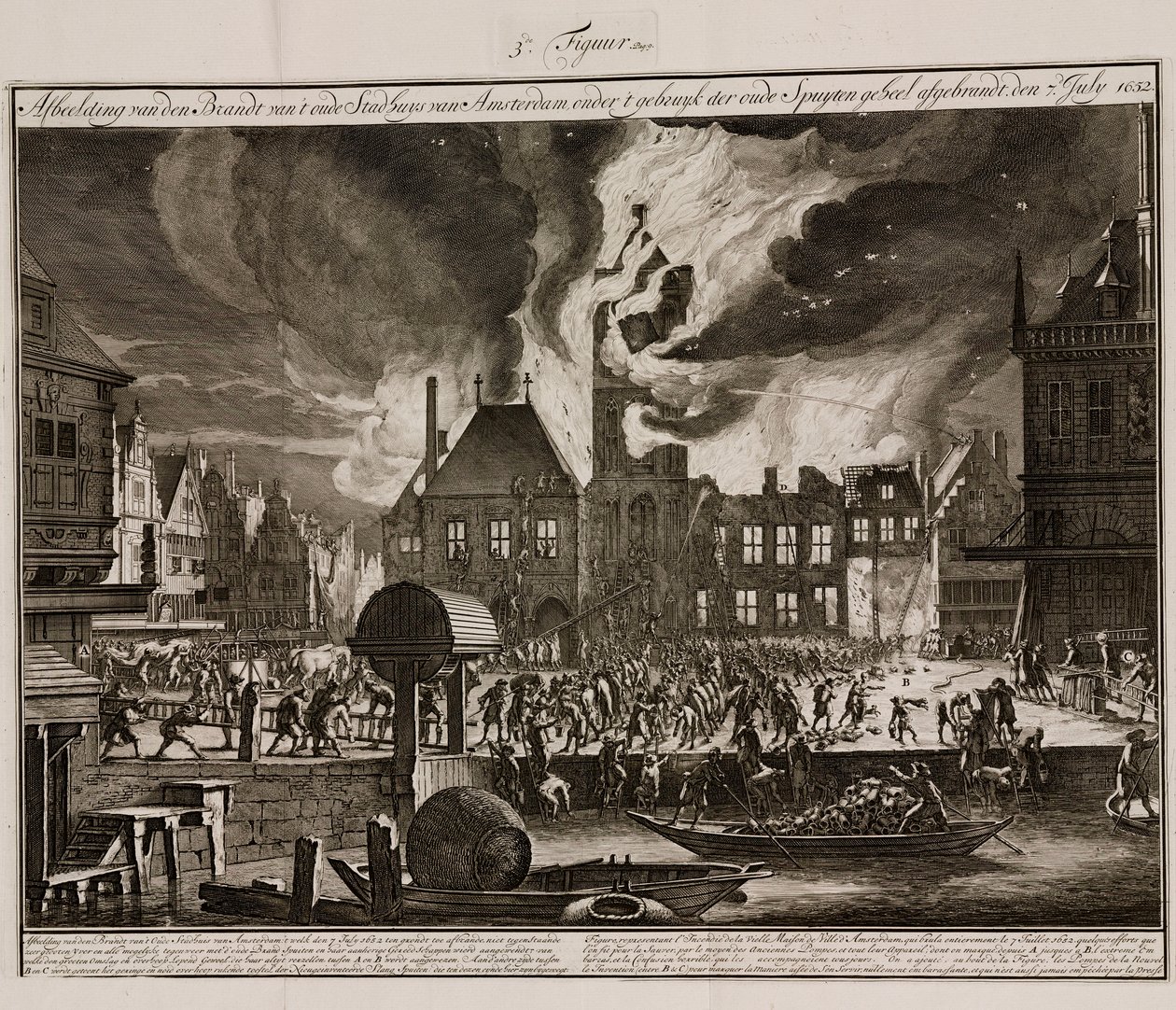 O incêndio na antiga Câmara Municipal de Amesterdão, Holanda, 7 de Julho de 1652 de Unbekannt