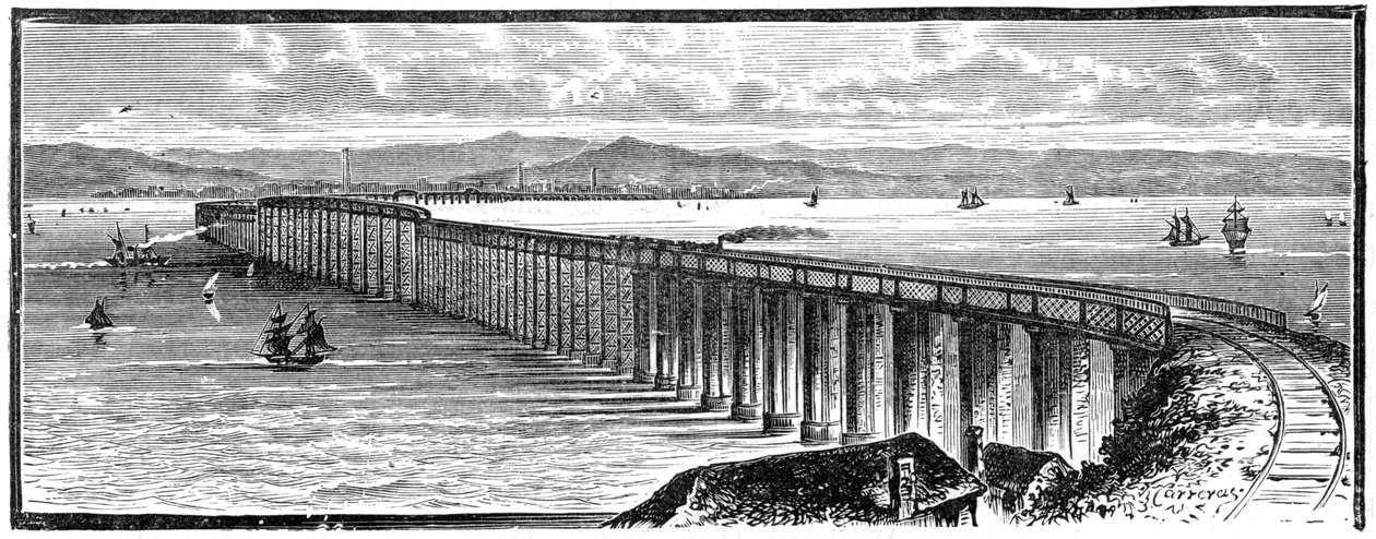 A primeira ponte Tay do sul, Escócia, 1900 de Unbekannt